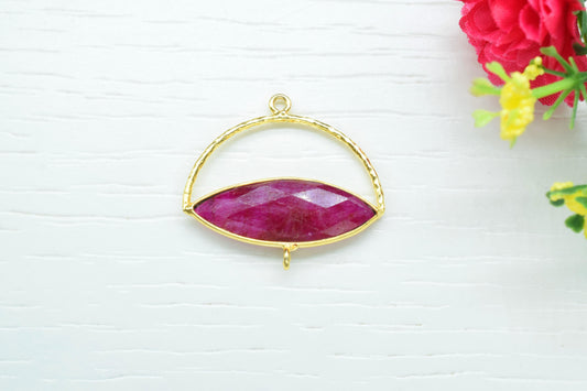 Natural Ruby Gemstone Component,Gemstone Connector Pendant,Jewellery Making Essentials,Single Loop Pendant,DIY Jewelry Making Supply,B'Gifts