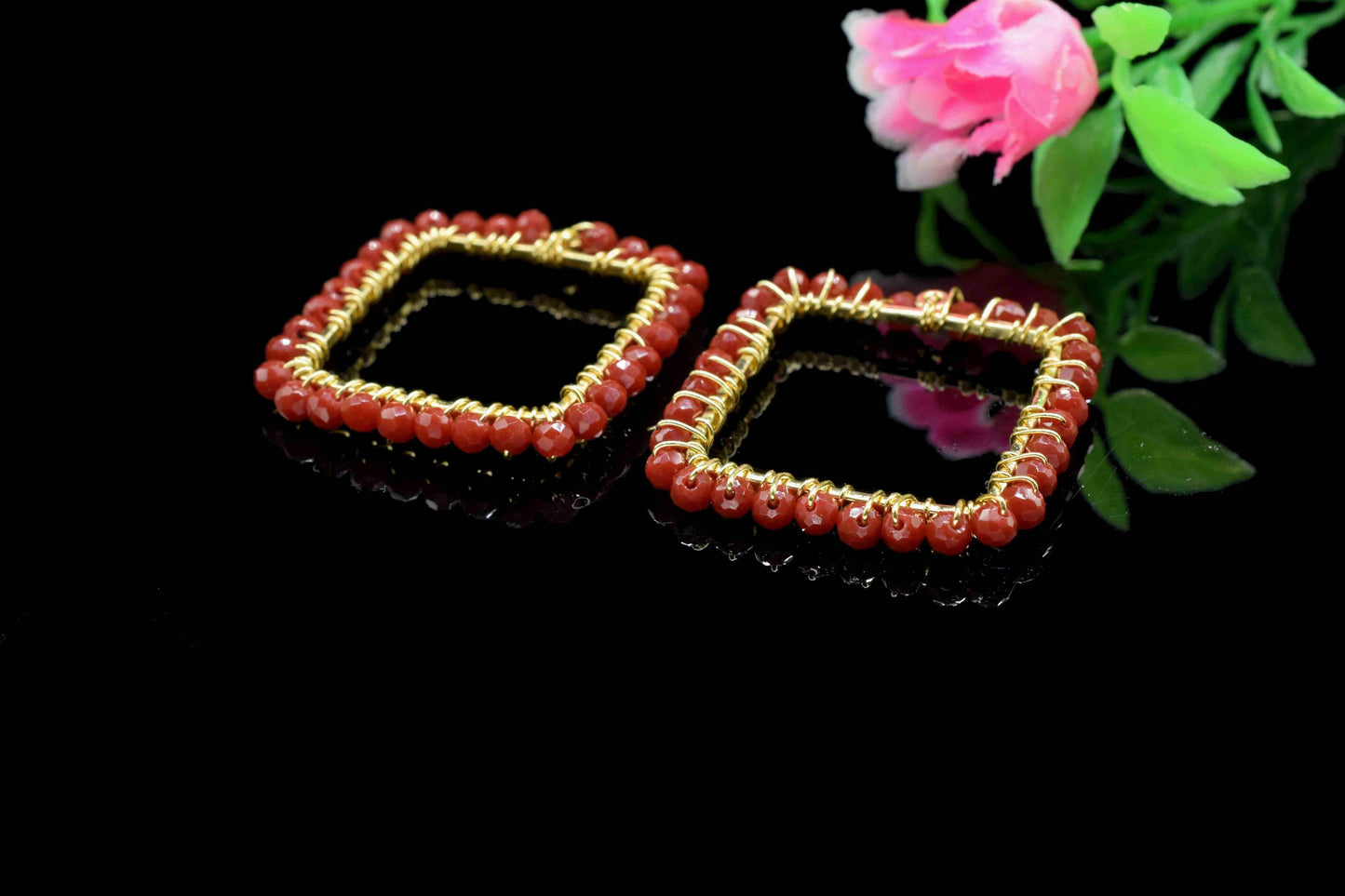 Natural Ruby Wire Wrapped Dangle Connector,Finding Necklace Component Jewelry,Beaded Earring Connector,Handmade Earrings,Gemstone Components