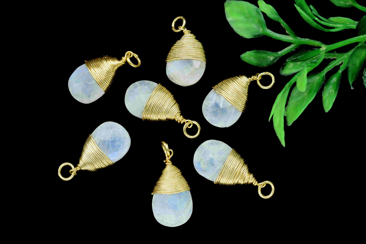 Rainbow Moonstone Faceted Connector,Gemstone Wire Wrapped Pendant,10x18mm Pendant Jewelry,Wire Wrapped Necklace,Moonstone Jewelry,Connector,