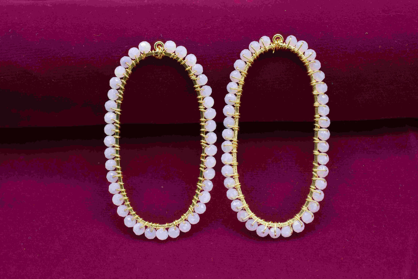 Pink Chalcedony Wire Wrapped Connector,Oval Pendant Component,Rose Quartz Handmade link,Beaded Hoops Finding Component,Pink Quartz Jewelry