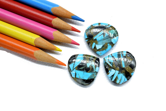 BLACK COPPER TURQUOISE Smooth Heart Shape Briolettes,20mm size.Rare Copper Turquoise Smooth Heart Shape Briolettes | Rare Copper Turquoise