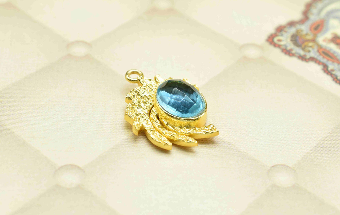 London Blue Topaz Pendant , Gemstone Handmade Pendant , Bulk Gemstone Pendant , Gold Plated Connectors ,Single Bail Gemstone Connector Charm
