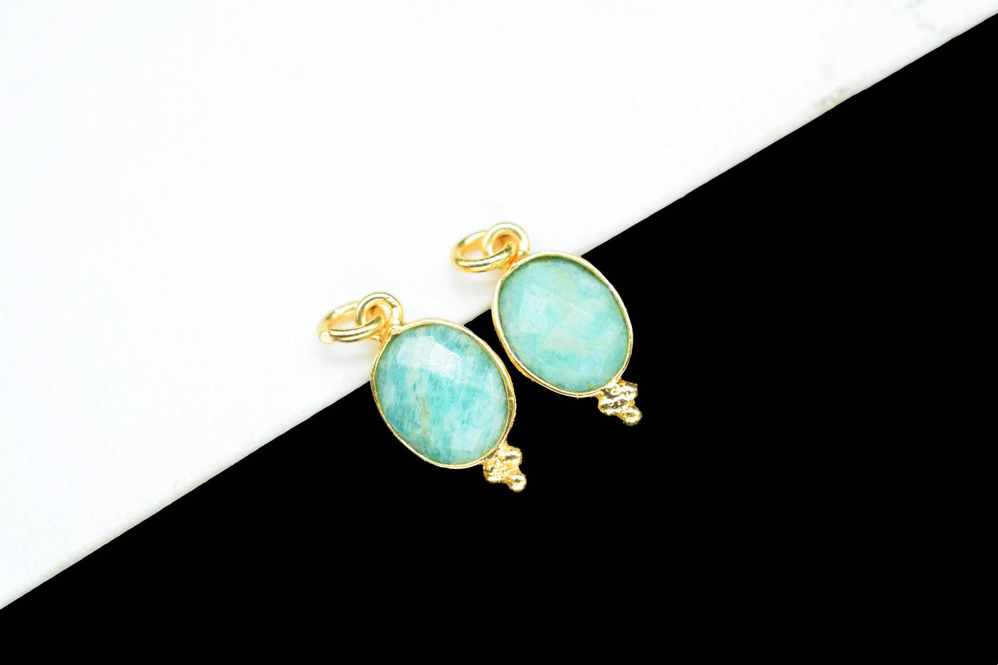 Amazonite Gemstone 8x10mm Oval shape charm,Amazonite pendant Jewelry,Amazonite charm jewelry,Amazonite Gold Plated bezel jewelry making