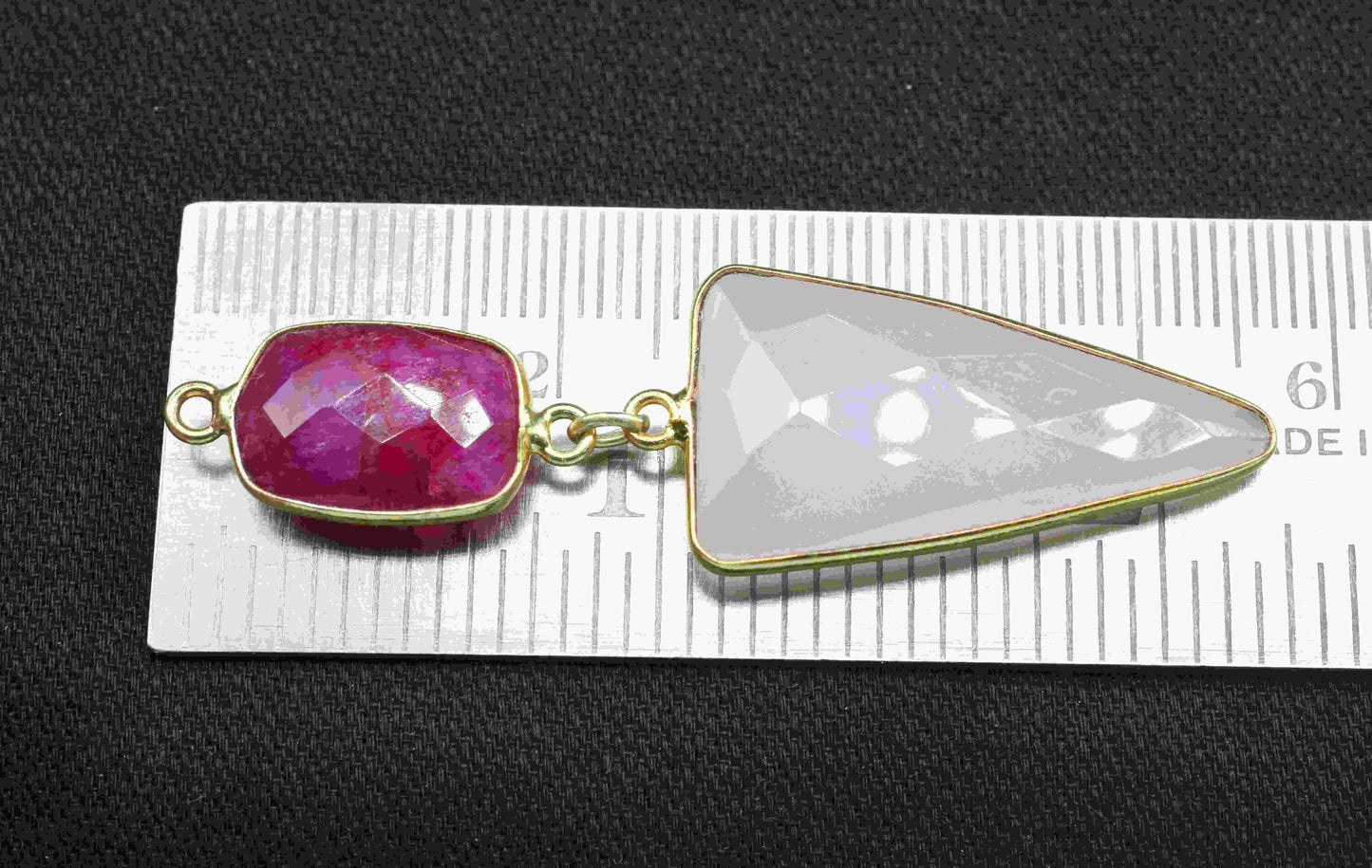 Rose Quartz Pendant Charms , Ruby Dangle Earring Component , Multi Gemstone Dangle Earring , Component Jewelry , B'day Gift