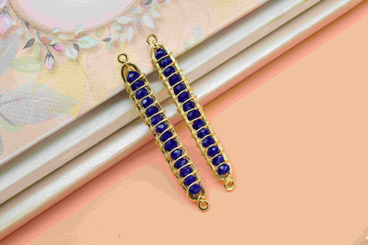 Lapis Lazuli beaded Bar Finding Connector,Lapis Bar Pendant Necklace,Lapis Bar Bracelet,Beaded Bar Finding Component,Lapis jewelry,Gift