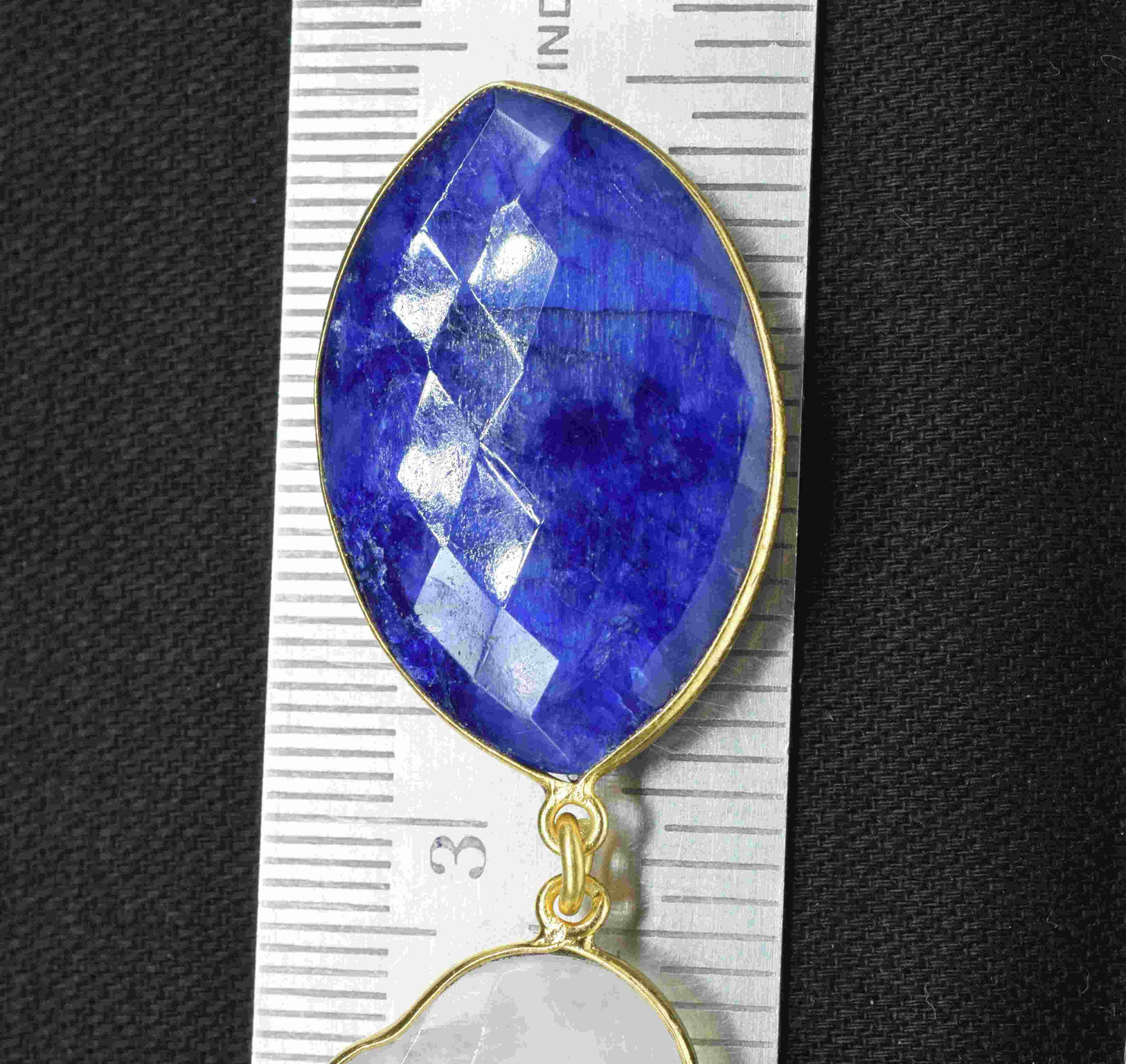 Moonstone + Blue Sapphire Component Pendants ,Multi Stone Dangle Earrings ,Earring Component Jewelry ,Dangle pendant Charms, B'day Gift