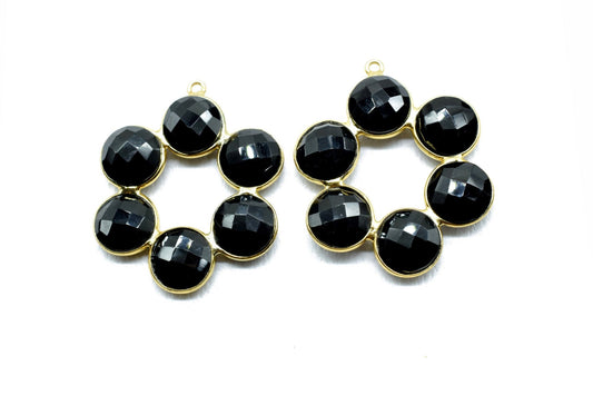 Black Onyx Attached Bezel Connetor,Attached Bezel Earring,Black Onyx Pendant,Black Onyx Earring,Charm Pendant,Jewelry Making Accessories ,