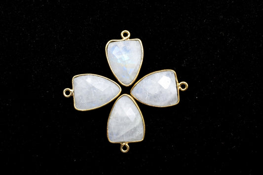 Moonstone 12x15mm Triangle Shape Single loop charms,Rainbow Moonstone, Triangle Shape Connector,Moonstone Triangle Pendant 24k Gold Plated