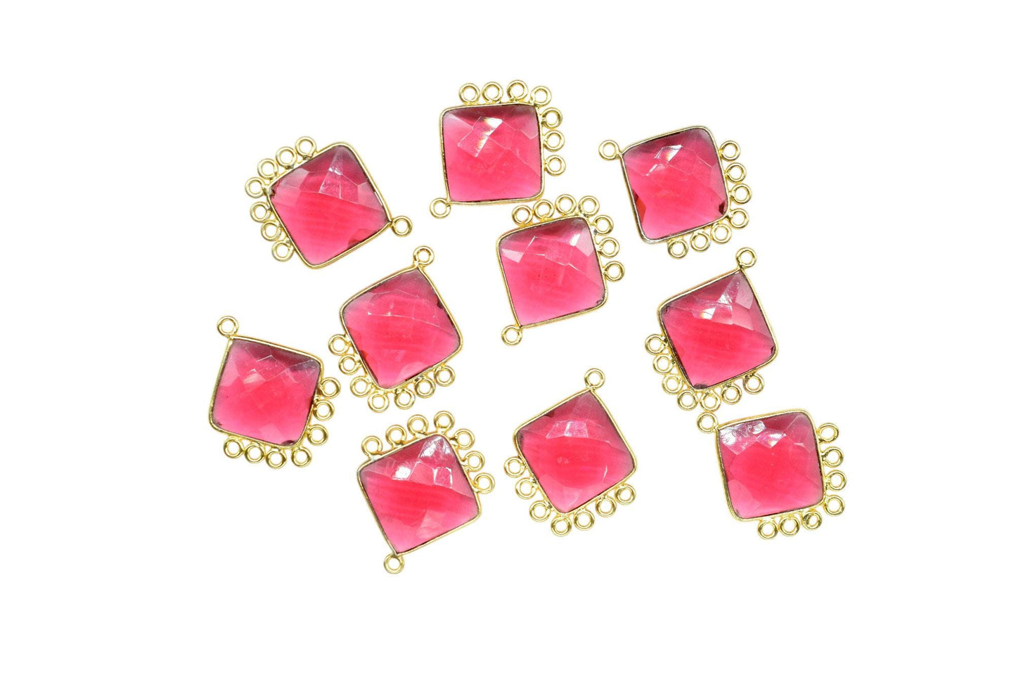 Pink Tourmaline 14mm Cushion Bezel Charm/Gemstone Single Bail/Component charm/Handmade Jewellery Connectors/Women Jewelry/Handmade Connector