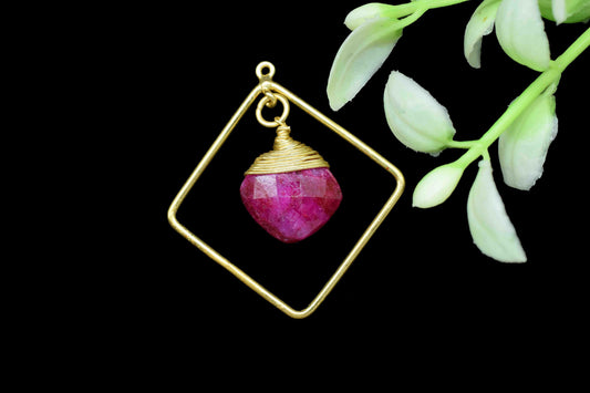 Gemstone Square Bezel Pendant Connectors,Beads Pendant Jewelry,Station Finding Link,Gemstone Craft Supply,Handmade Square Beads Jewelry,Gift