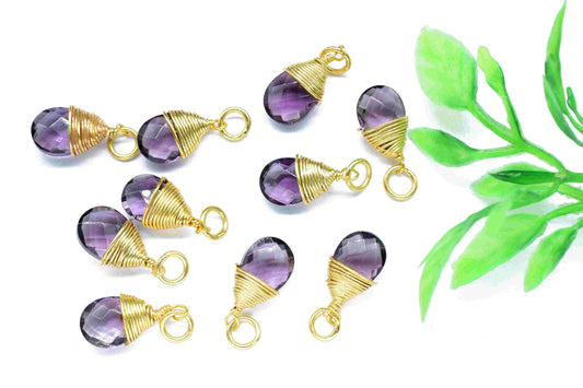 Amethyst Faceted Connector,Loop Connector,Pear Pendant Jewelry,Purple Gemstone Wire Wrapped Pendant,Wire Wrapped Necklace,Amethyst Jewelry,