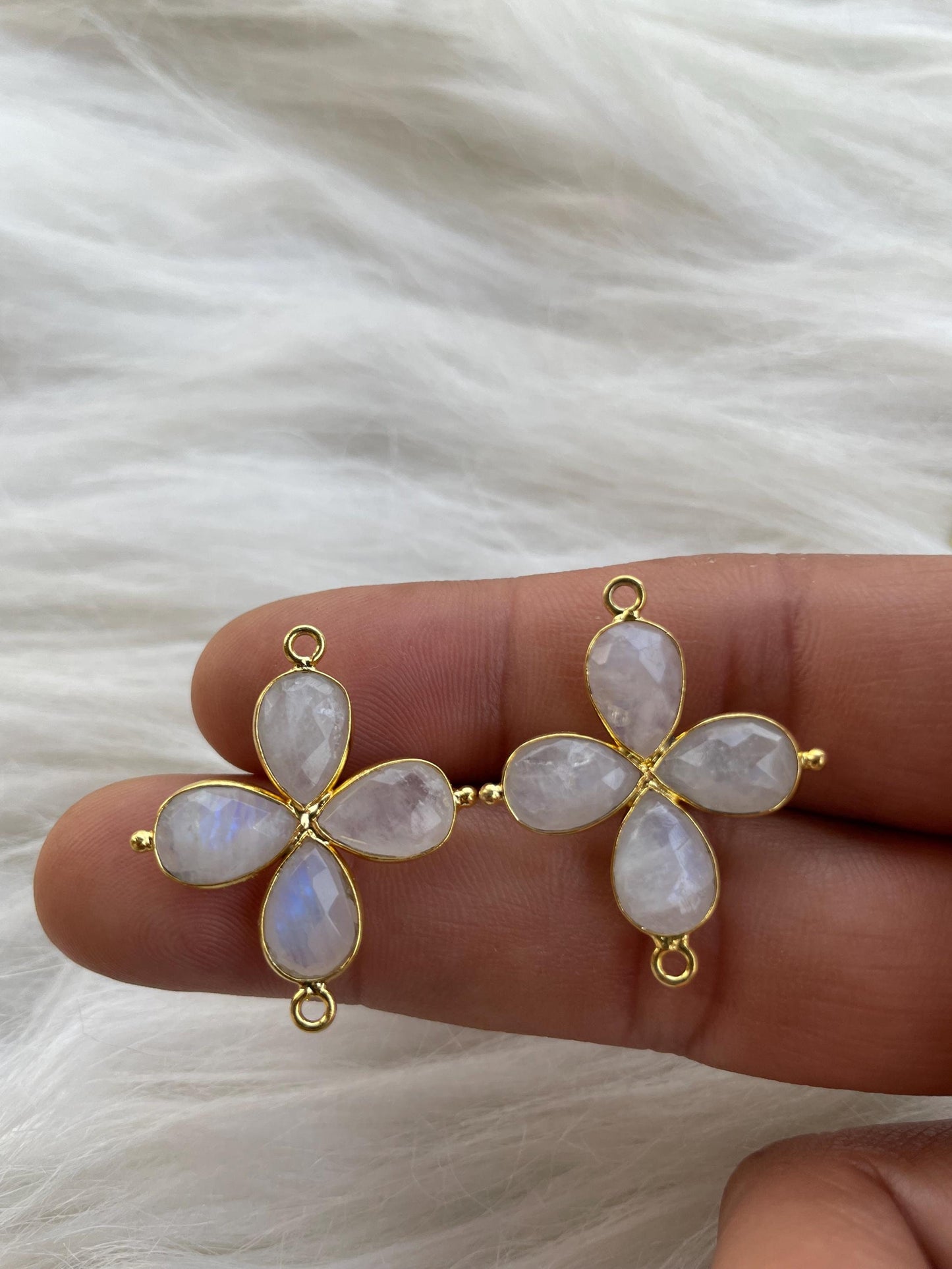 Rainbow Moonstone Teardrop Pendant,Gemstone jewelry,Moonstone Bezel connector,Gemstone Bracelet Charm,Double Loop connector,B'Gifts,P122