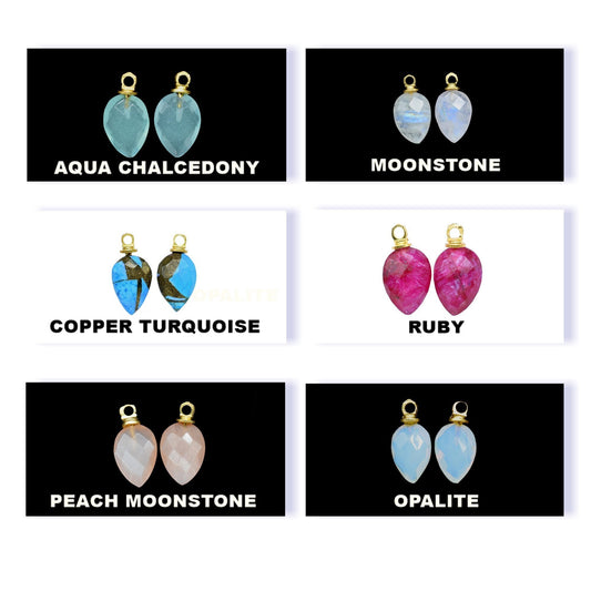 Mixed Gemstone Raw Pendants,Briolettes Drill Pendant Charms,Handmade Jewelry,Beads Pendant,9x13mm Pear Shape Pendant,Earring Beads Connector