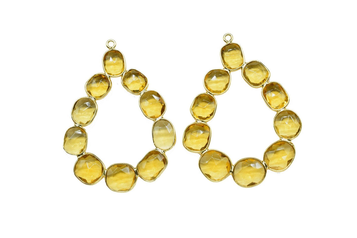 Citrine Quartz Gemstone Pendant Earring Component Jewelry,Citrine Quartz Earring Connectors,Citrine Gemstone Gold Plating Pendant Jewelry