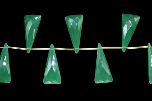 Green Onyx Triangle Shape Briolettes, Green Quartz Faceted Briolette, AAA Quality Beads,Loose Gemstone Briolette,Green Onyx Jewelry Supplies