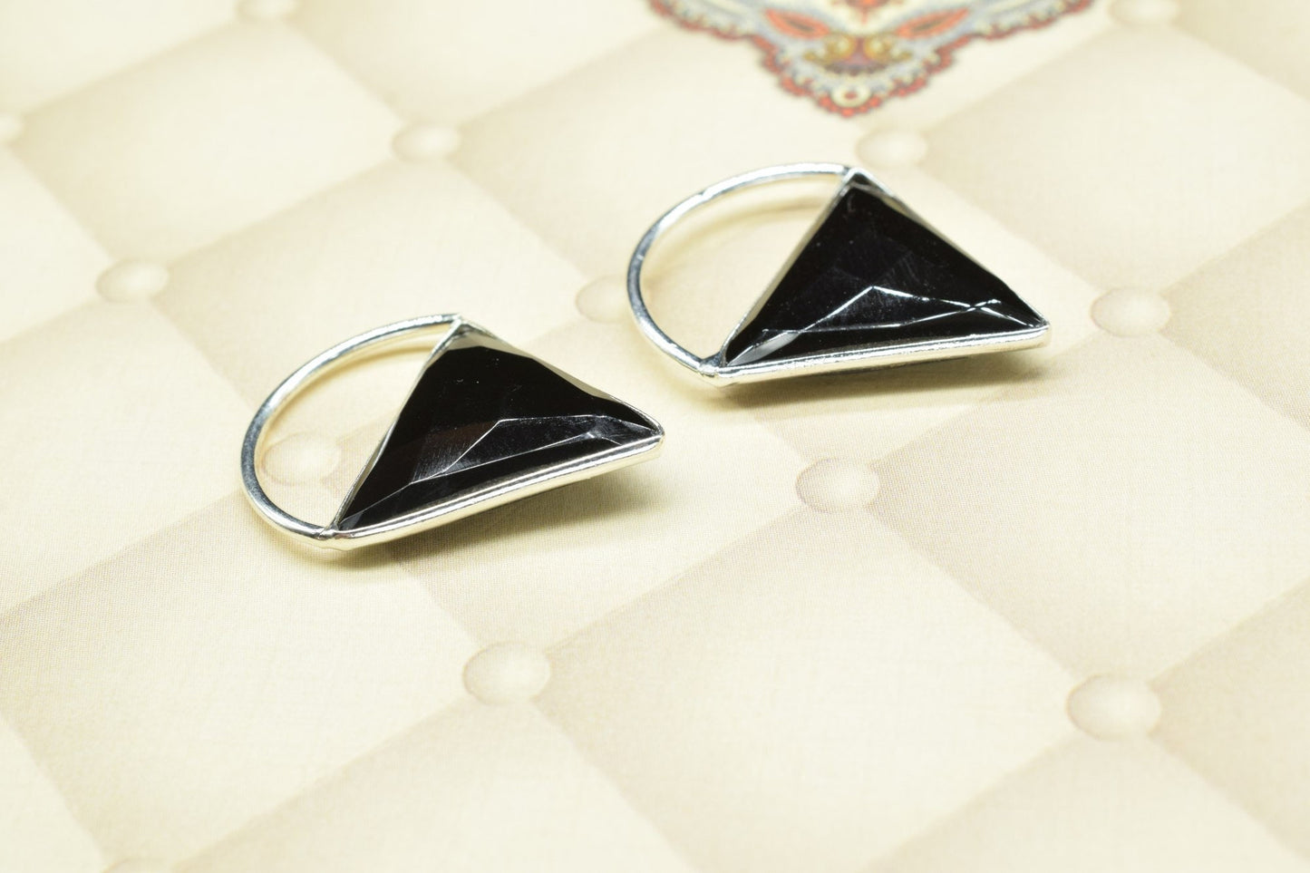 Black Onyx Triangle  Connector, triangle   Pendant Component,Handmade Connector, Triangle Shape Pendant,  Component,Black Onyx jewelry,