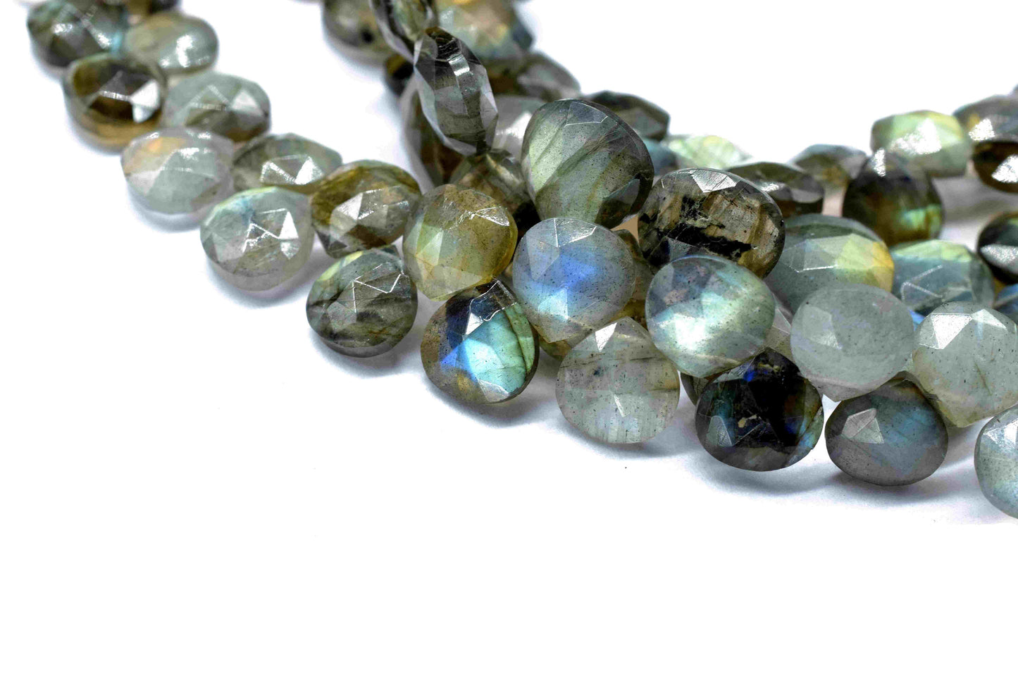 Labradorite Finest AAA Quality Faceted 8mm Heart Shape Briolettes,Flashy Labradorite Pendant, Labradorite Faceted Briolette,Gemstone Beads