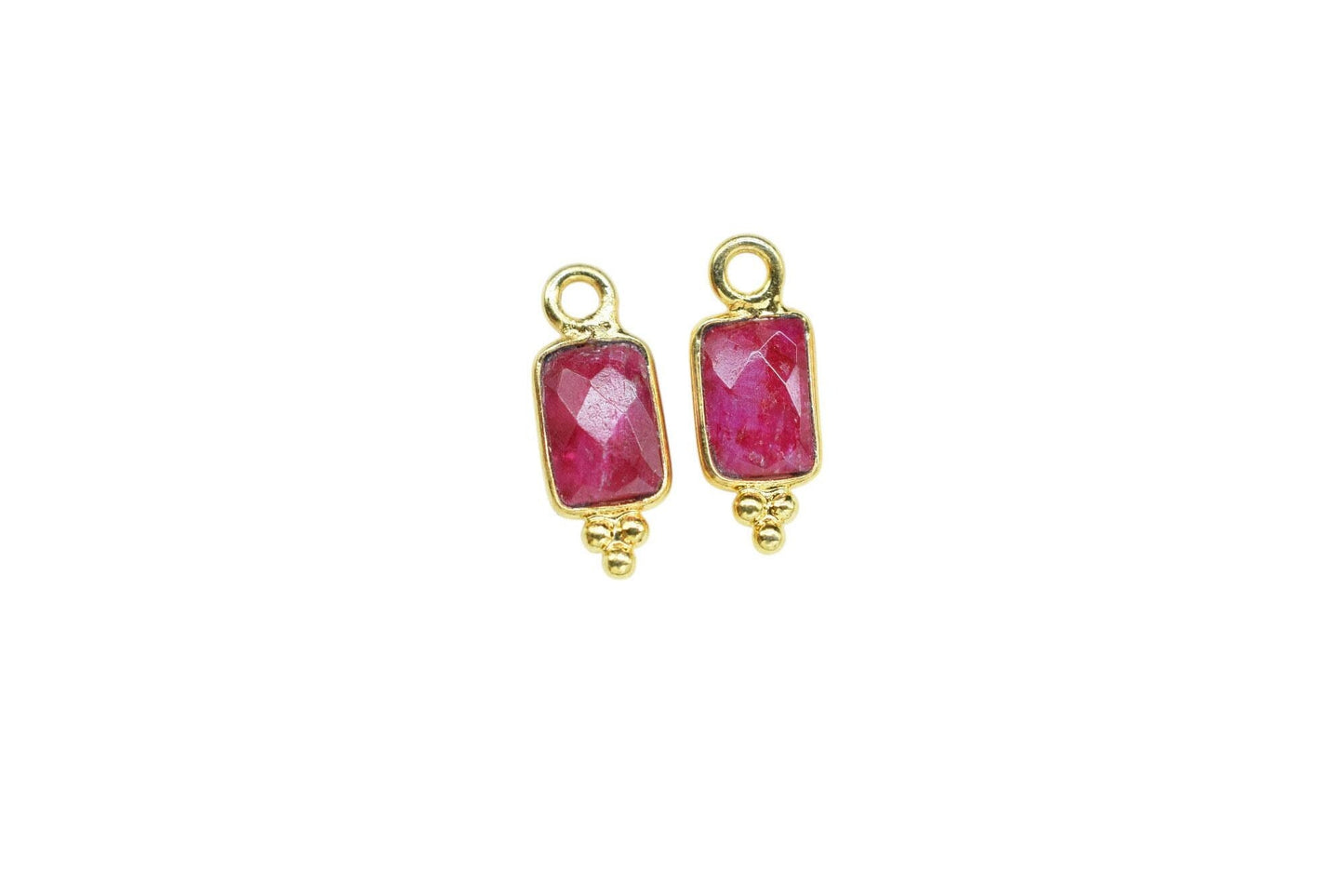 Gemstone Ruby Charms Pendant/Buguette Shape Pendant/Handmade Pendant/Tiny Pendant/Necklace Connector jewelry/Women Jewelry/B'day Gift
