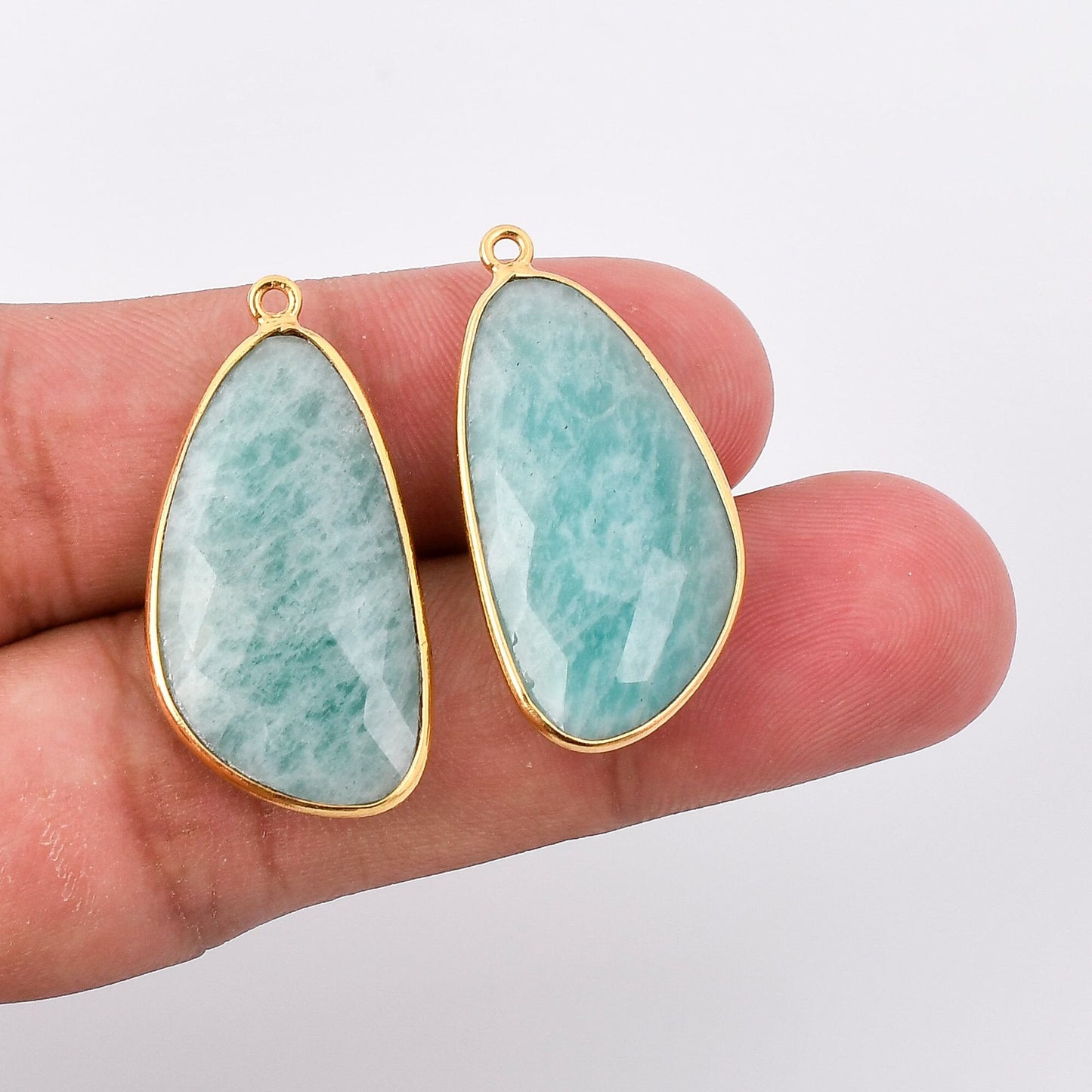 Amazonite 15x26mm charms,Amazonite pendant,Amazonite jewelry making charm,Gemstone connector,Brass charm,Gold plated charms,Jewelry supplies