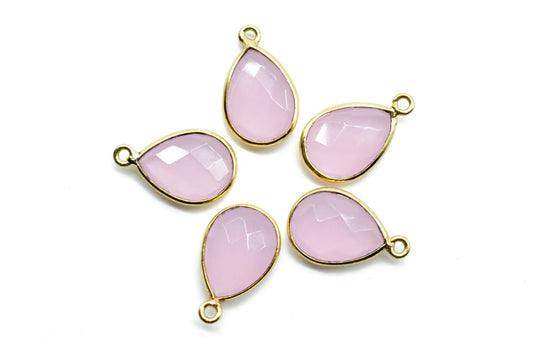 Rose Quartz 10x14mm Pear shape charm,Checker Board cut Rose Quartz Pendant,Rose Quartz charms,Rose Quartz Pear Briolettes,Pink connectors