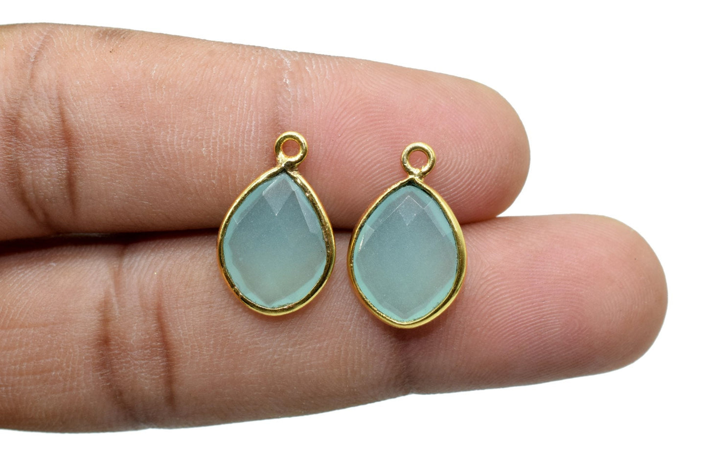 Aqua Chalcedony 10x13mm Eye shape single bail connectors,Aqua Chalcedony Bezel Findings Eye Charms,Eye Shape Connectors,Single Bail charms