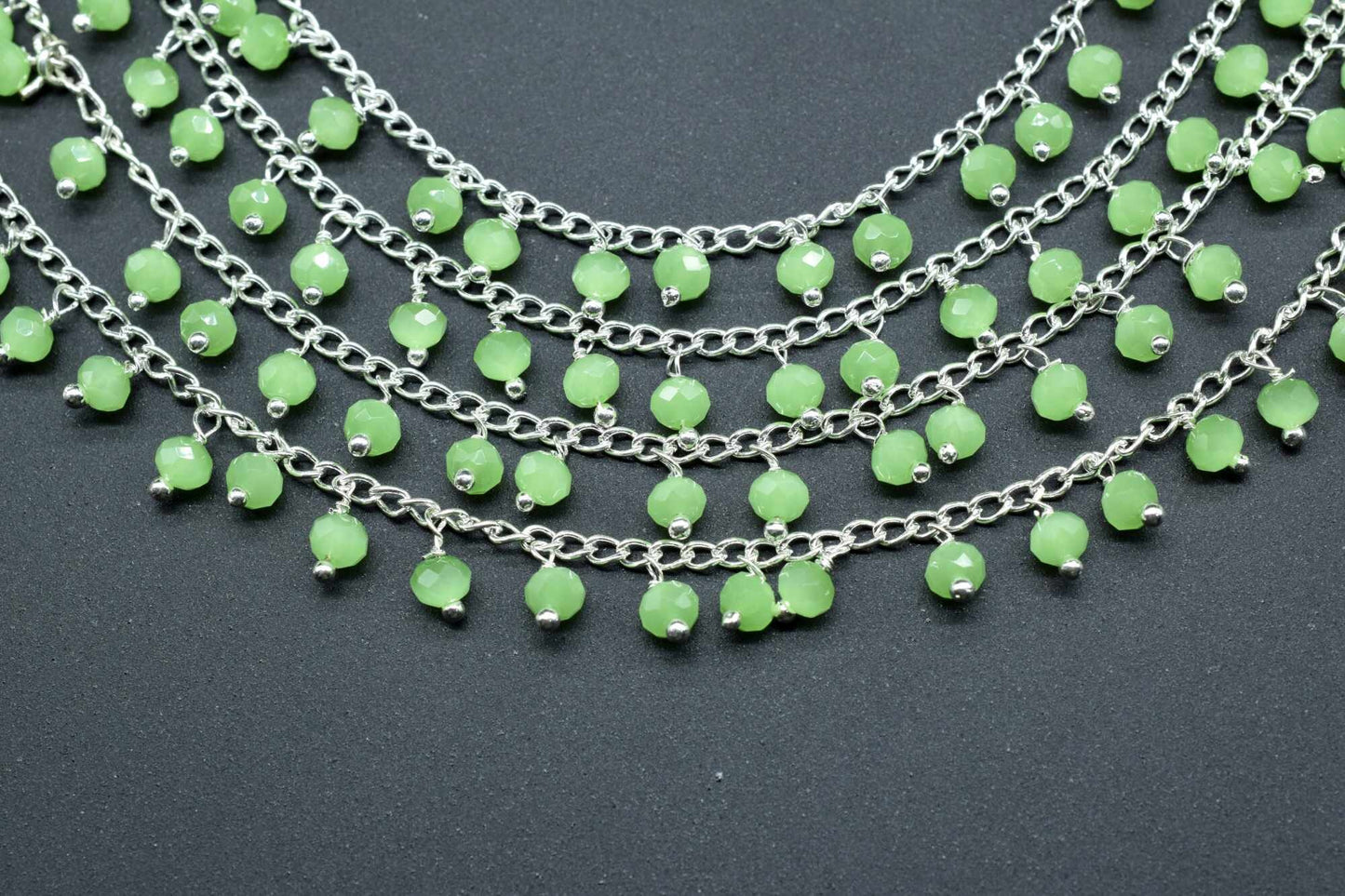 Prehnite Gemstone Rosary Chain,Prehnite Cluster Rosary,Wire Wrapped Rosary Chain,Gemsatone Bulk Rosary Roll,Prehnite Faceted Beads Rosary