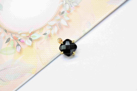 Black Onyx 8mm Cushion Shape Gemstone Single bail connector,Black Onyx Handmade Gemstone Bezel Prong Set Pendants,Black Onyx Faceted jewelry