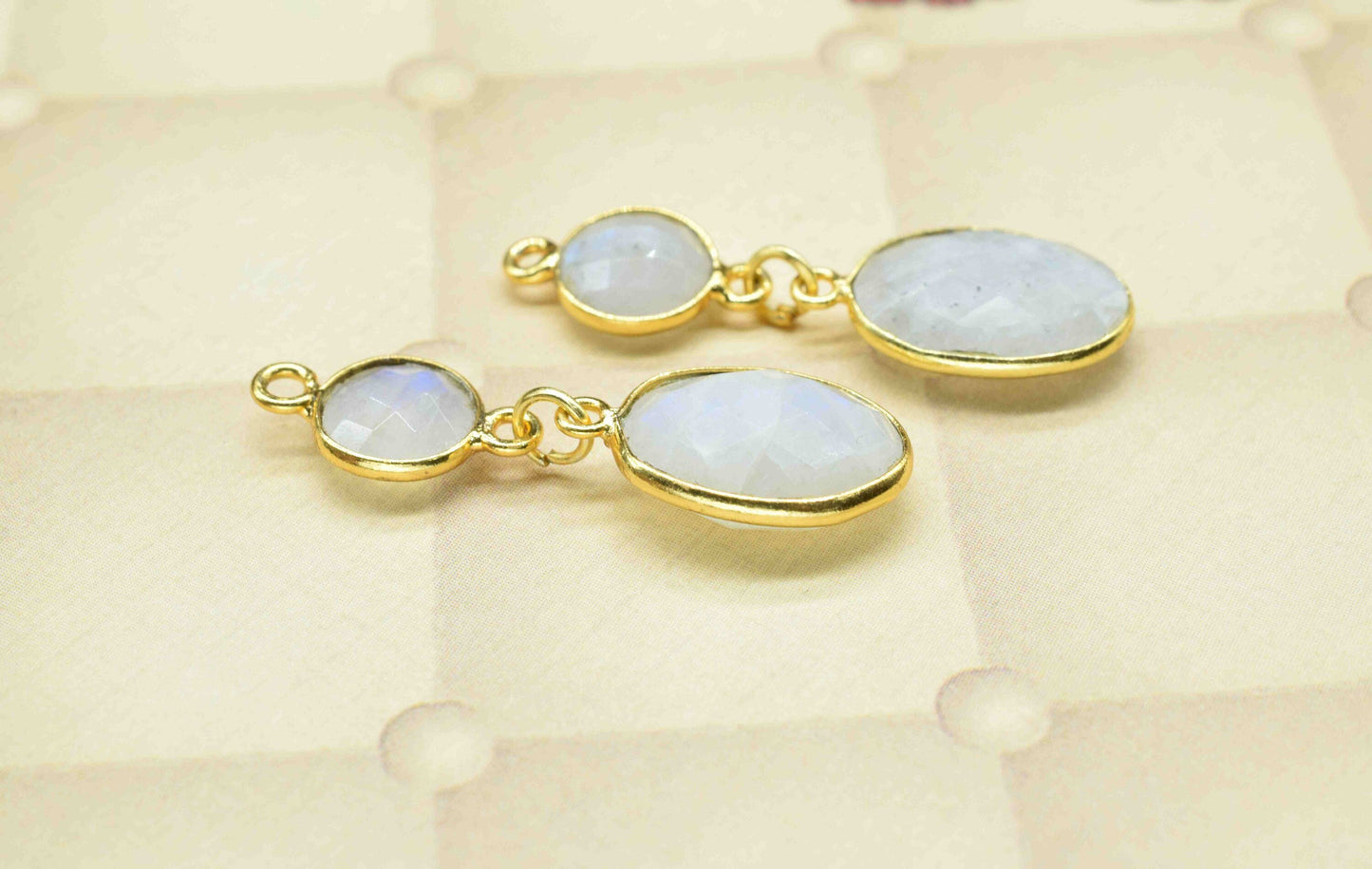 Moonstone Component pendant,Multi Gemstone Dangle Earring,Necklace Connector,Handmade jewelry,Dangle pendant Charms,Station Bezel Link,Gift