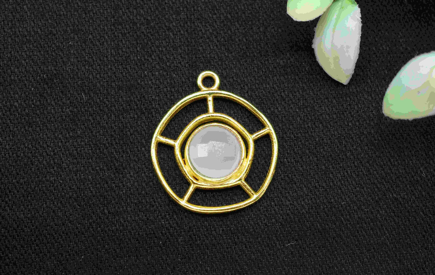 Rose Quartz Gemstone Component, Single Bail Charm , Rose Quartz  Connector Pendant , Gold Plated Connectors , Earring Component , B'day Gift