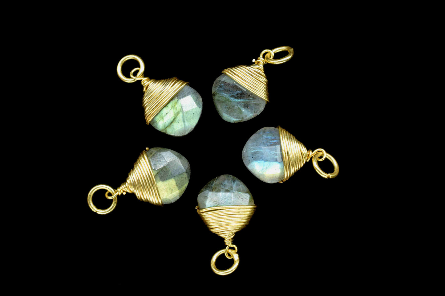 Labradorite Square Faceted Connector,Gemstone Wire Wrapped Pendant,Loop Connector,Pendant Jewelry,Wire Wrapped Necklace,Labradorite jewelry
