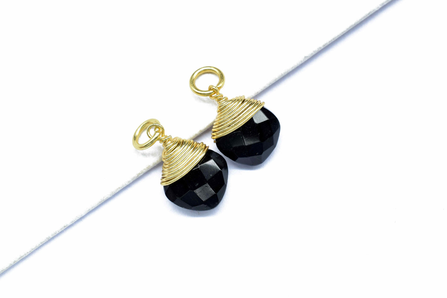 Black Onyx Faceted 8mm Square Connectors,Wire Wrapped Gemstone Pendants,loop Connector,Wire Wrapped Necklace,Black Onyx Jewelry making,Gift
