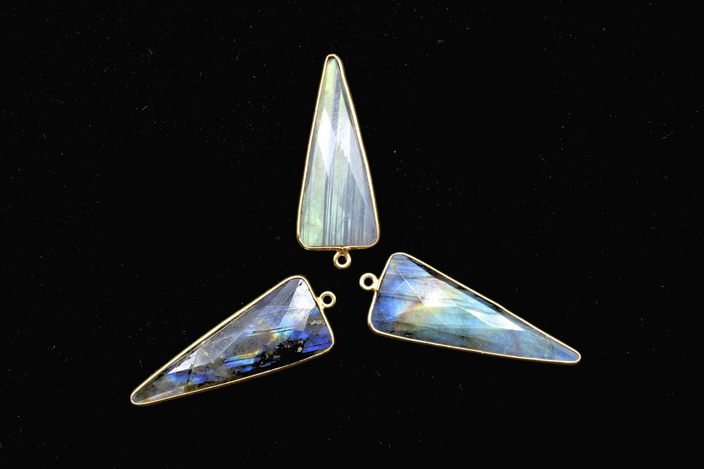 Labradorite 16x38mm Trillion Shape bezel,Gold Plated bezel,Labradorite Bezel Charm,Gold Vermeil Bezel,jewelry making charmGold-Filled bezel