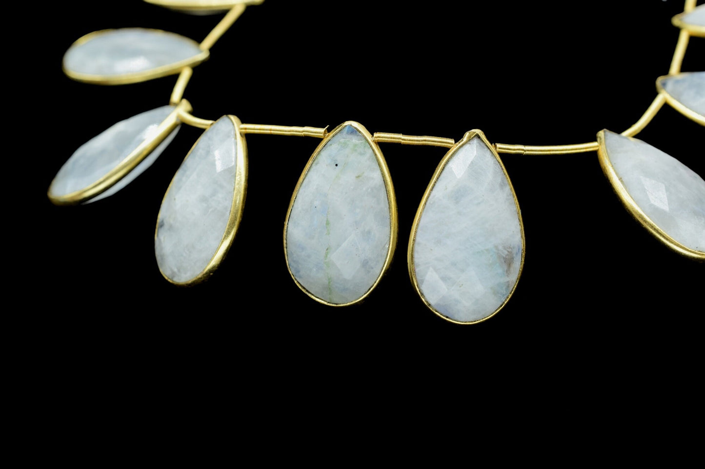 Moonstone 12x20mm Gold plated charms 11 pieces strand,Moonstone Charm,Making Jewelry Supplies,Natural stone charms,Moonstone craft charms