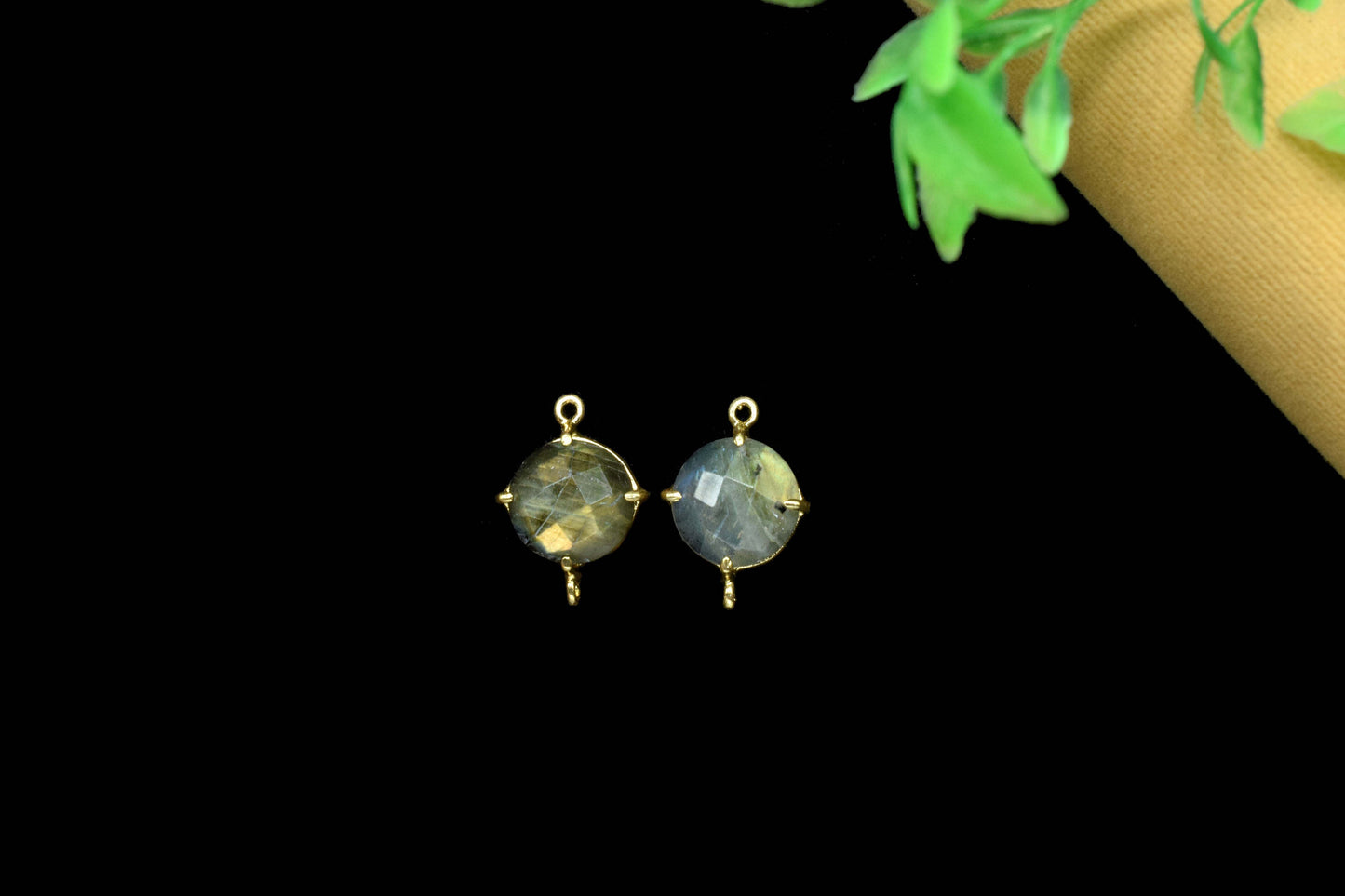 Labradorite 12mm Round Shape Connector,Labradorite Earring Connector Jewelry,Labradorite Gemstone Finding Double Loop Connector Jewelry,Gift