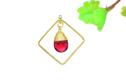 Handmade Square Pendants,Finding Square Connectors,Teardrop Beads Dangle Earring,Station Link Supply,Gemstone Jewelry,Wire Wrapped Component
