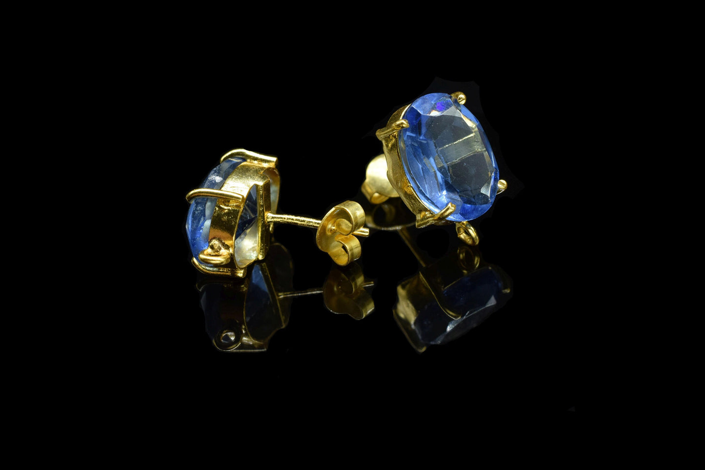 Neon Apatite Studs Earring,Gemstone Station Link,Craft Supplies,Handmade Beads Jewelry,Tanzanite Components Earring,Prong Bezel Earring,Gift