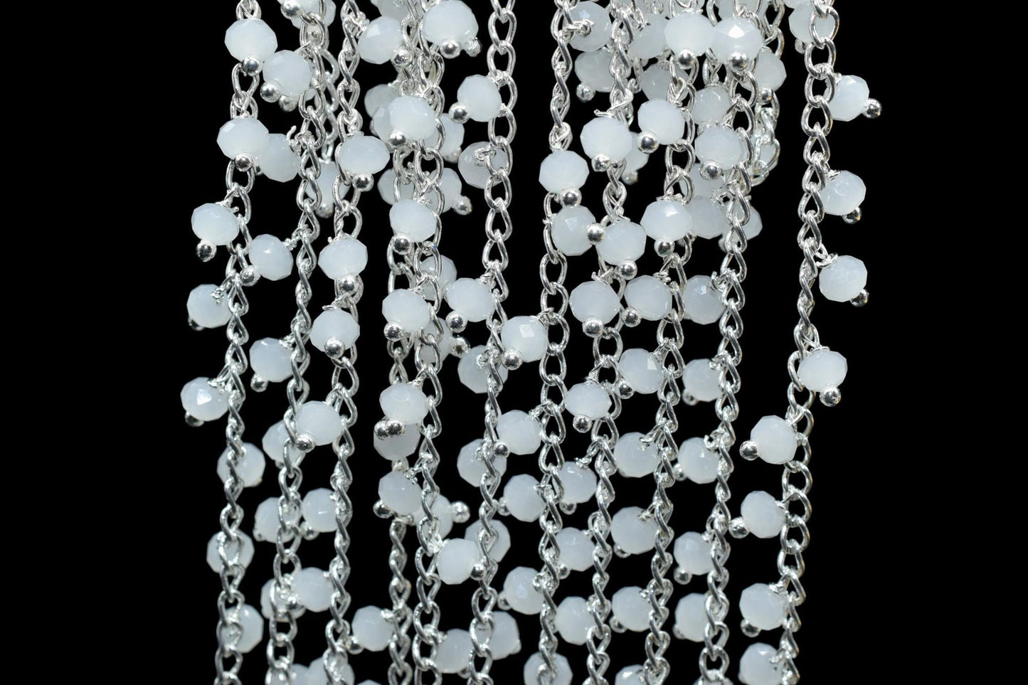 Rainbow moonstone Dangling Chain,Rondelle Faceted Beaded Cluster Chain,3mm Moonstone Rosary,Jewelry Making,Finding,Rosary Chain by Foot