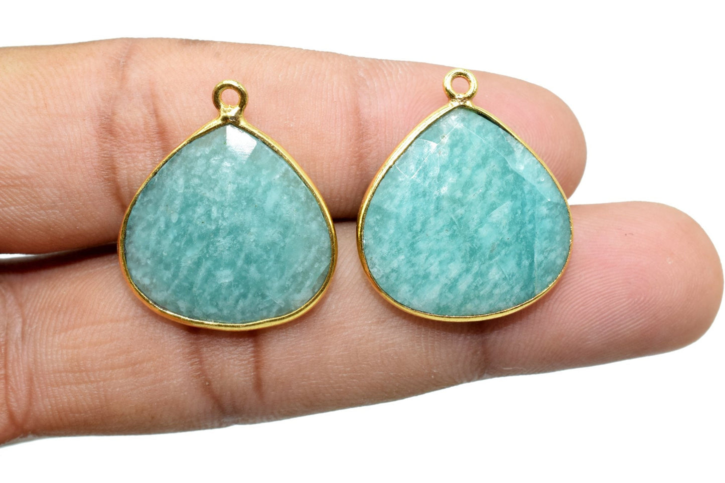 Amazonite 20mm Heart Shape Charm,Natural Amazonite Connector Bezel ,Heart Shape,natural stone charm for necklace earring,Gold Bail Charms,