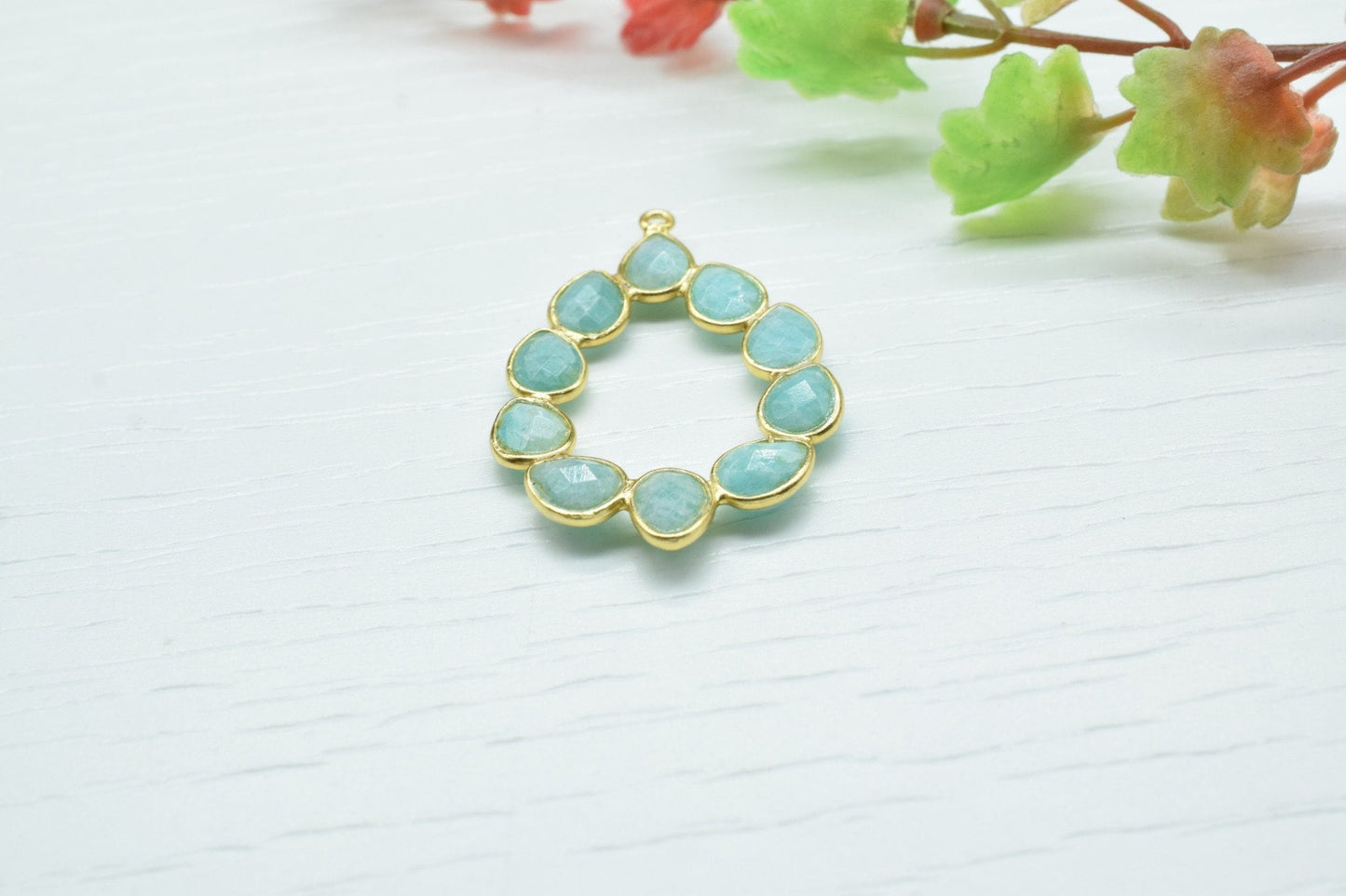 Amazonite  Earring, Amazonite  Pendant,Amazonite  Bezelt  Bezel,Pendant Connector,Six Attached Bezel,Necklace Pendant