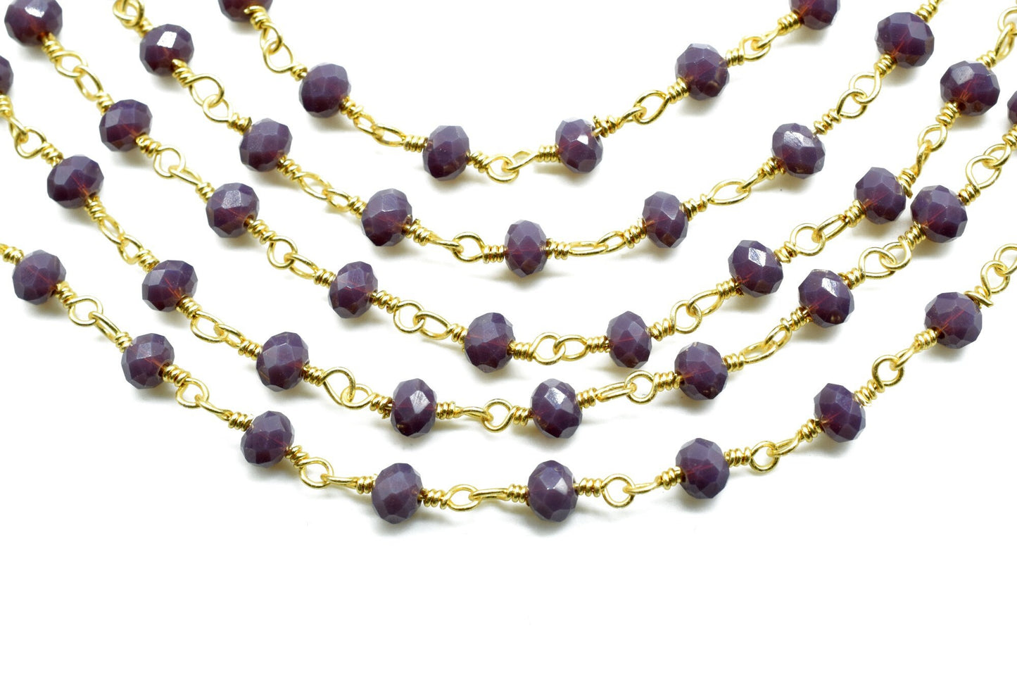 Lavender Gold Plated Rosary Chain,3mm Lavender Faceted Beaded Rosary,Gold Plated Rosary,Rosary Chain By Foot,Bulk Rosary Roll,Wire Wrapped