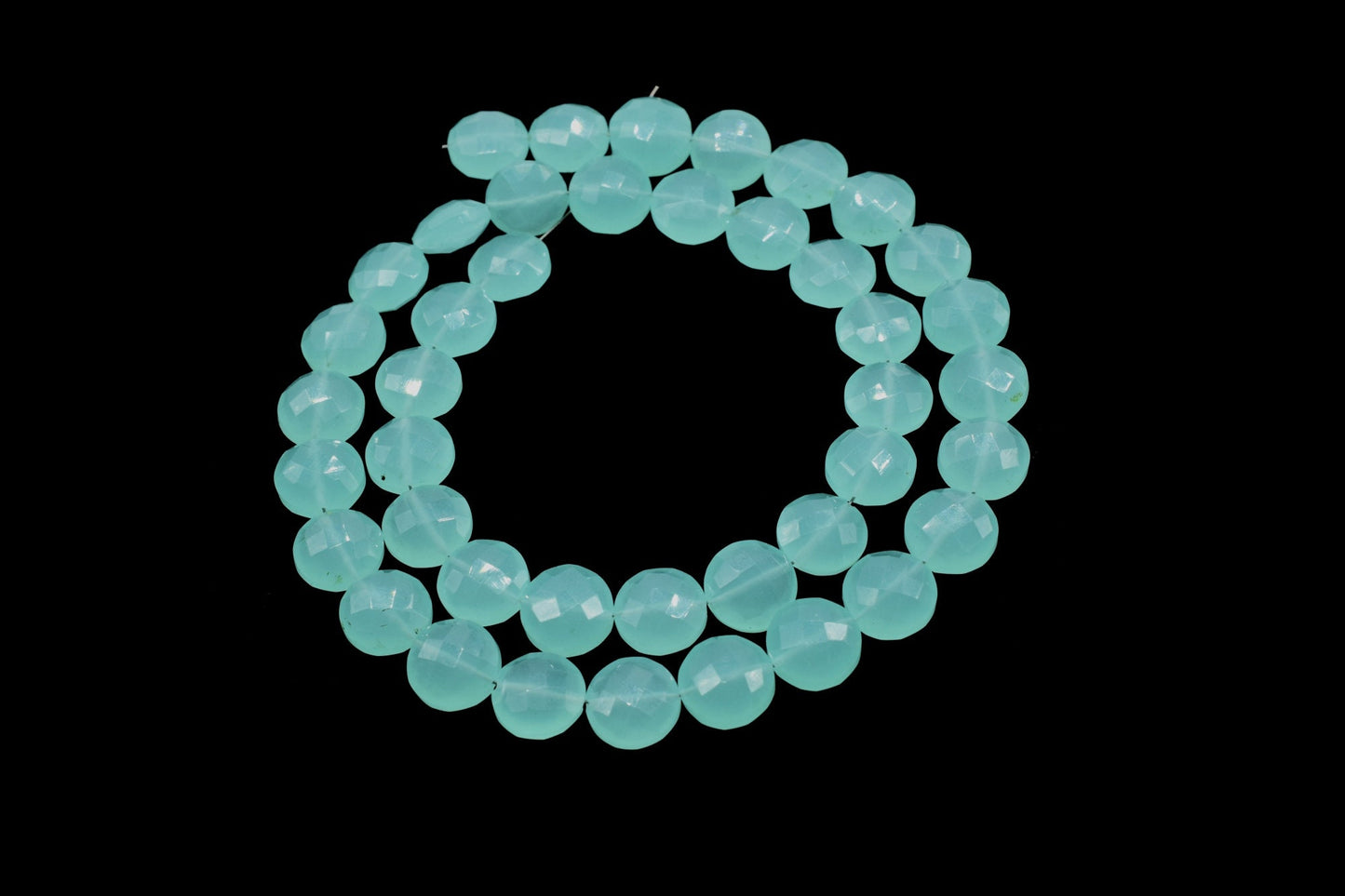 Aqua Chalcedony 10mm Faceted Coin Shape Briolettes, Chalcedony Pair, Chalcedony,RARE NATURAL Aqua-Chalcedony Faceted Coin Shape Briolettes