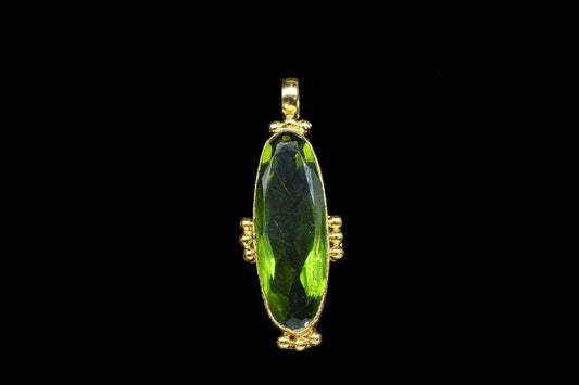 Peridot Designer Pendant,Green Gemstone Pendant Charm,Loop Pendant,Brass Pendant,Vermeil Pendant Jewelry,Handmade Carft,Statement Pendant