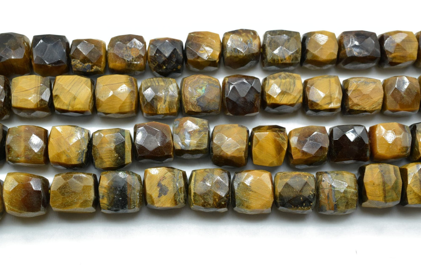 Tiger Eye 7mm faceted Cube Beads,Tiger Eye Box Bead,Tiger Eye briolette,Tiger Eye 3D Cube Box 8" strand,Tiger eye jewelry,jewels making bead