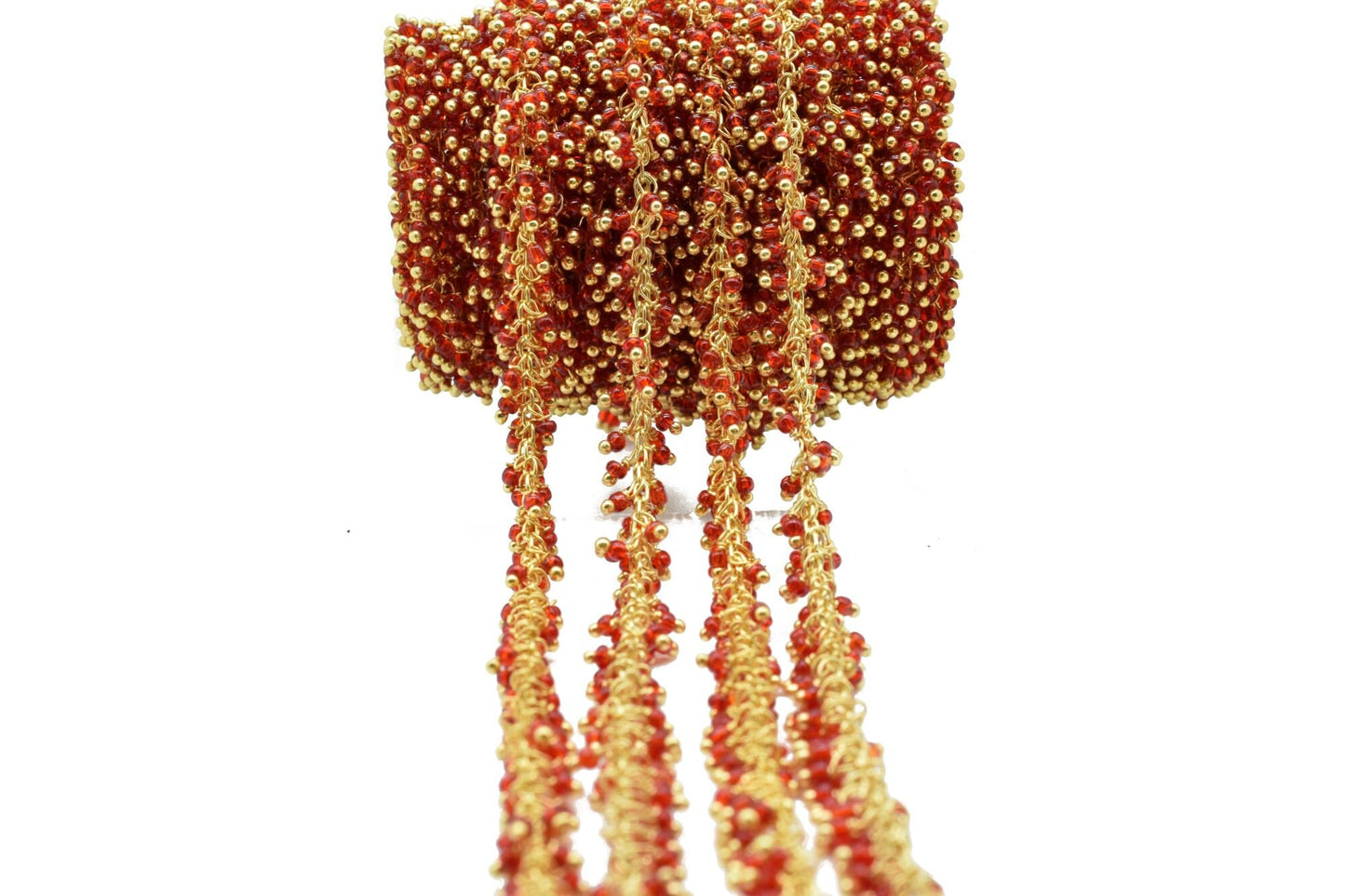 Red Agate 2mm cluster chain,Red Agate Dangling Chain,Red Agate cluster Chain with Gold Plated, Wire,Brass cluster beaded chain,vermeil chain