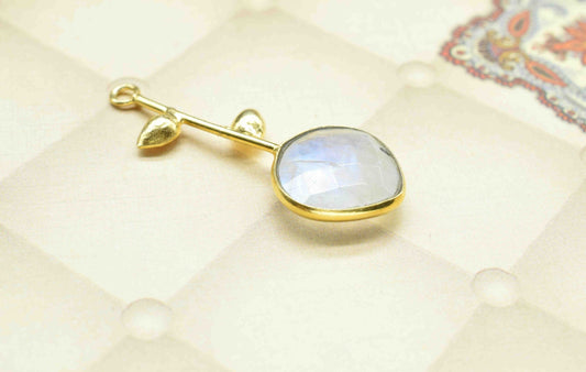 Moonstone Single Bail Pendant , Moonstone Charms ,Heart Shape Charms , Genuine Gemstone Charms , Gemstone Connectors , Summer Collection