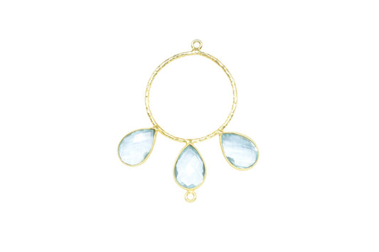 Sky Topaz Jewelry/Brass Connector Jewellery/Gold Plated Pendant/Handmade Jewellery/Double Bail Pendant/Sky Topaz Connector Jewelry/Gift