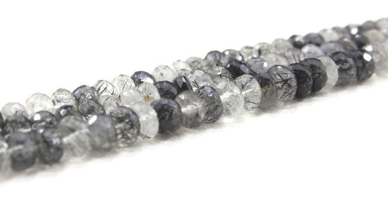 Natural Black Rutile 6mm Faceted Beads,Black Rutile Faceted Beads,Wholesale Beads,Rutile Rondelle Beads Semi precious Faceted,Gemstone Beads