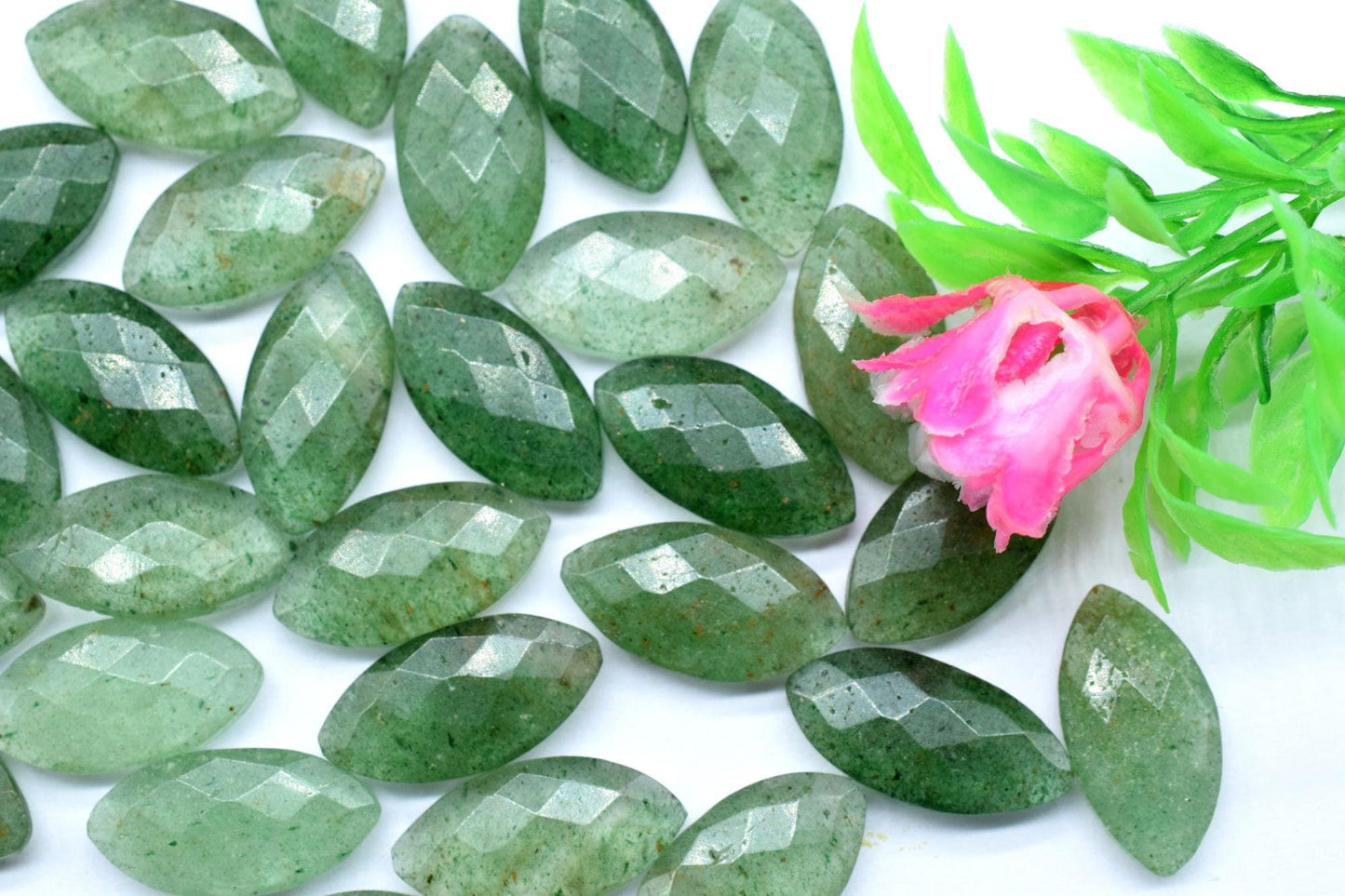 Green Strawberry 10x20mm Marquise shape Faceted Hand Cut Gemstone Briolette,Marquise Shape Briolette - Loose Gemstone -,gemstone briolettes