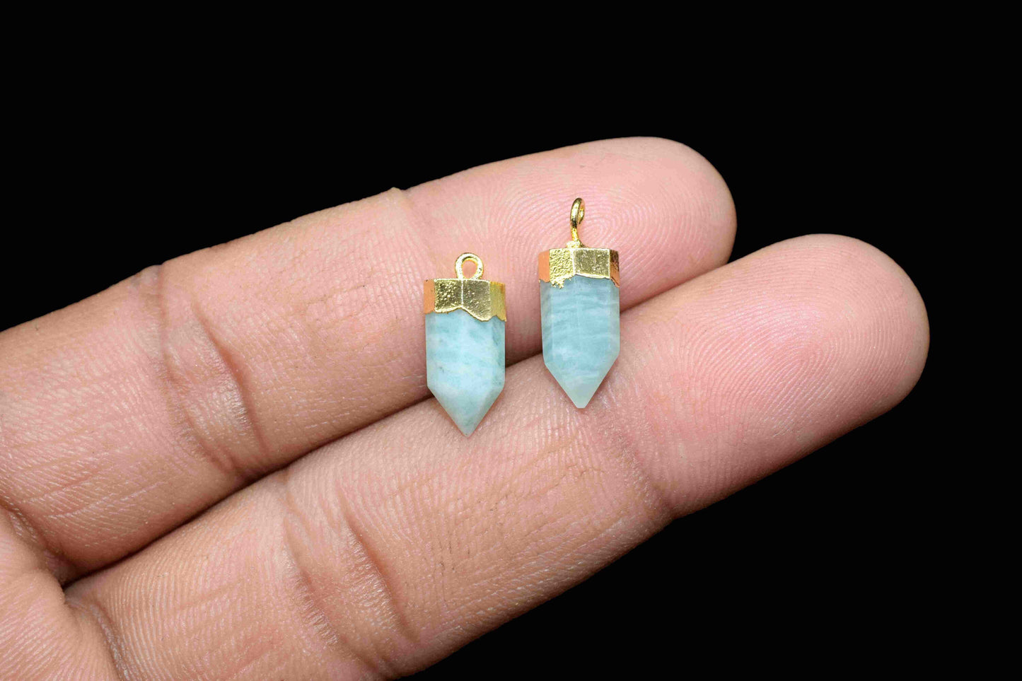 Amazonite Gemstone 6x13mm Pencil Shape Pendant,Green Mint Gemstone Pendant Jewelry,Amazonite Gold Plated Pencil Pendant Jewellery,Gift