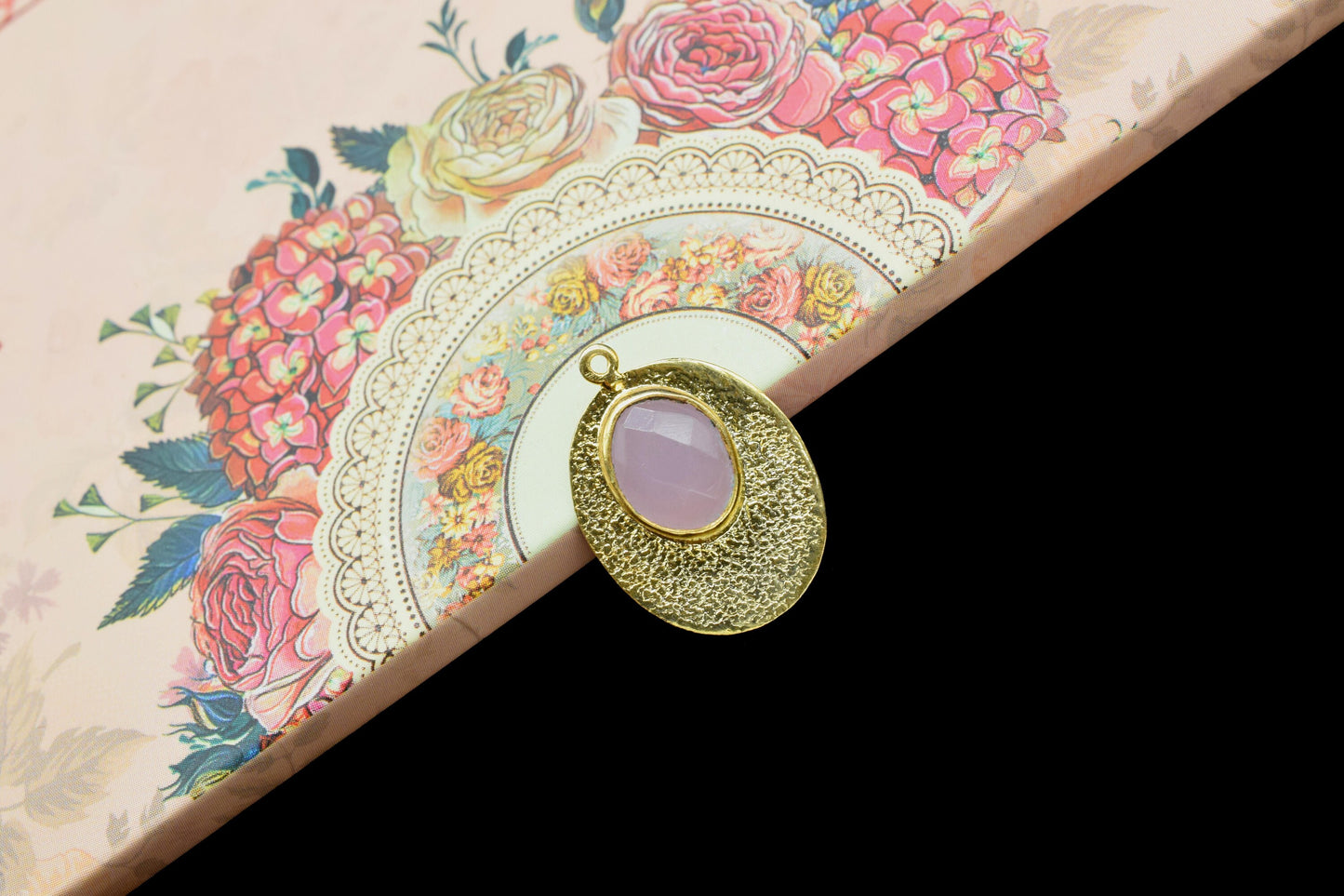 Pink Chalcedony Pendants,Finding Oval Shape,Gemstone Pendant jewelry,Handmade Connector,Matt Pendant Charms, link pendant Component,For Gift